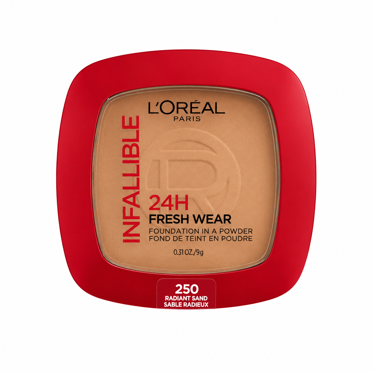 Base en Polvo L'Oréal Infallible 24H Fresh Wear – Acabado Mate Tono 250 Radiant Sand