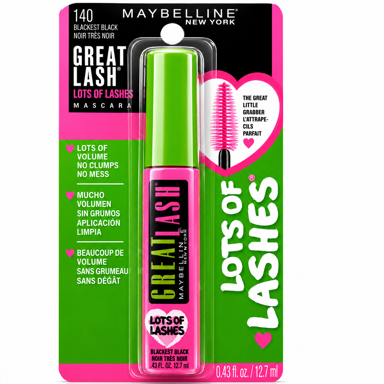 Máscara de Pestañas Maybelline Great Lash Lots of Lashes – Tono 140 Blackest Black