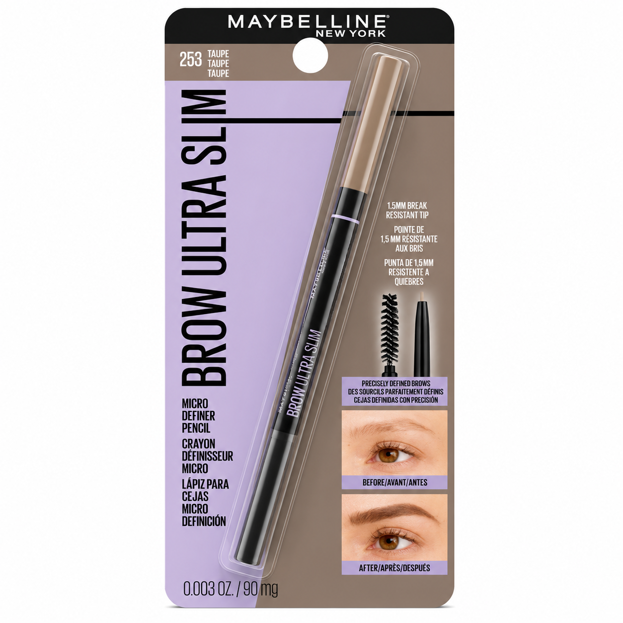 Lápiz de Cejas Maybelline Brow Ultra Slim – Define con Precisión Tono 253 Taupe