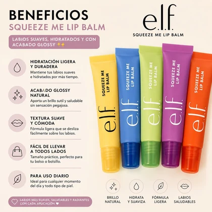 Bálsamo Labial e.l.f Squeeze Me – Hidratante con Aroma Tono Strawberry foto 4
