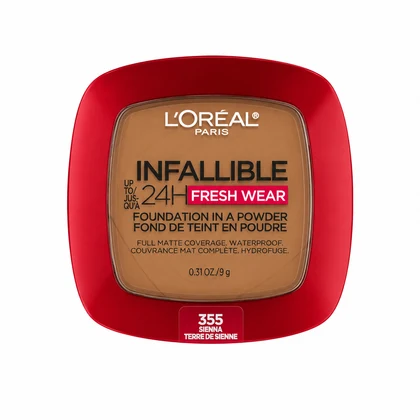 Base en Polvo L'Oréal Infallible 24H Fresh Wear – Acabado Mate Tono 355 Sienna
