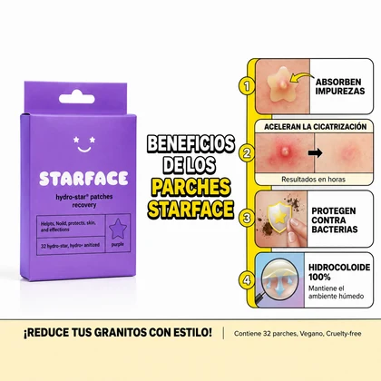 Parches para Granitos Starface Hydro-Star – Hidrocoloide en Forma de Estrella Tono Purple foto 2