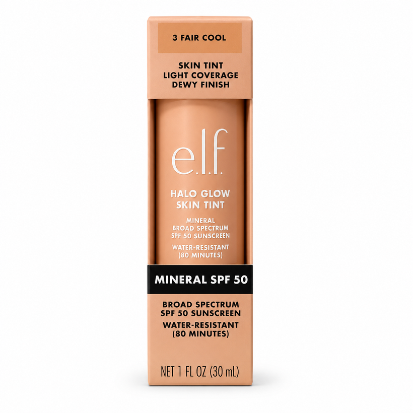Halo Glow Skin Tint e.l.f con SPF 50 – Base Luminosa Tono 3 Fair Cool