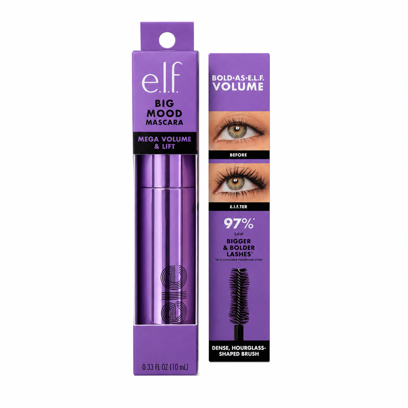Máscara de Pestañas e.l.f Big Mood – Volumen Extremo y Lift Tono Negro