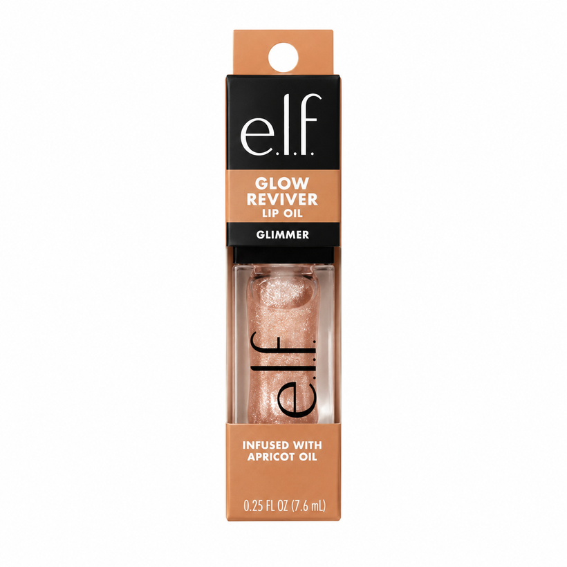 Aceite Labial e.l.f Glow Reviver Glimmer – Brillo con Destellos Tono Crystal Baller