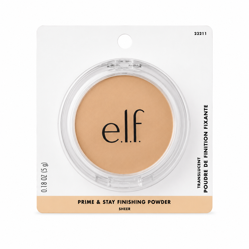 Polvo Fijador e.l.f Prime & Stay Finishing Powder – Control de Brillo Tono Sheer