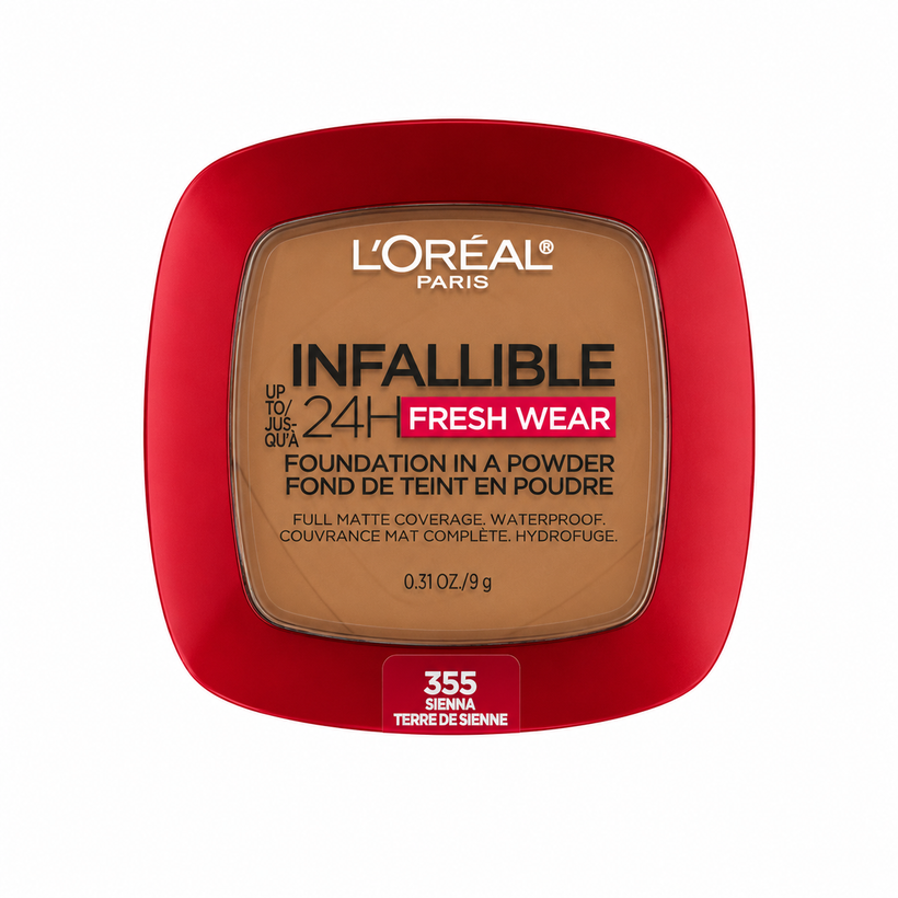 Base en Polvo L'Oréal Infallible 24H Fresh Wear – Acabado Mate Tono 355 Sienna