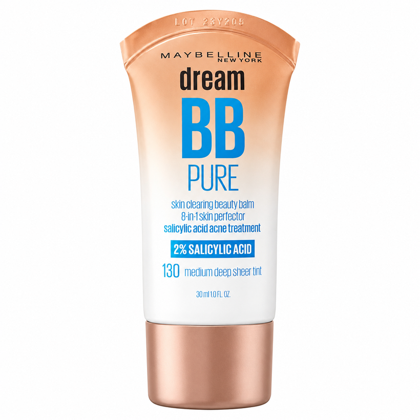BB Cream Maybelline Dream BB Pure 8-en-1 con Ácido Salicílico – Tono 130 Medium Deep