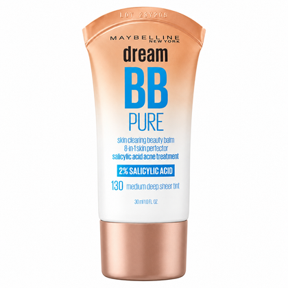 BB Cream Maybelline Dream BB Pure 8-en-1 con Ácido Salicílico – Tono 130 Medium Deep