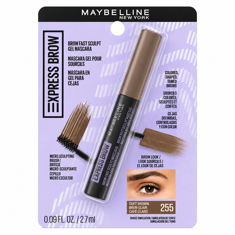 Gel de Cejas Maybelline Express Brow Fast Sculpt – Define y Fija Tono 255 Soft Brown