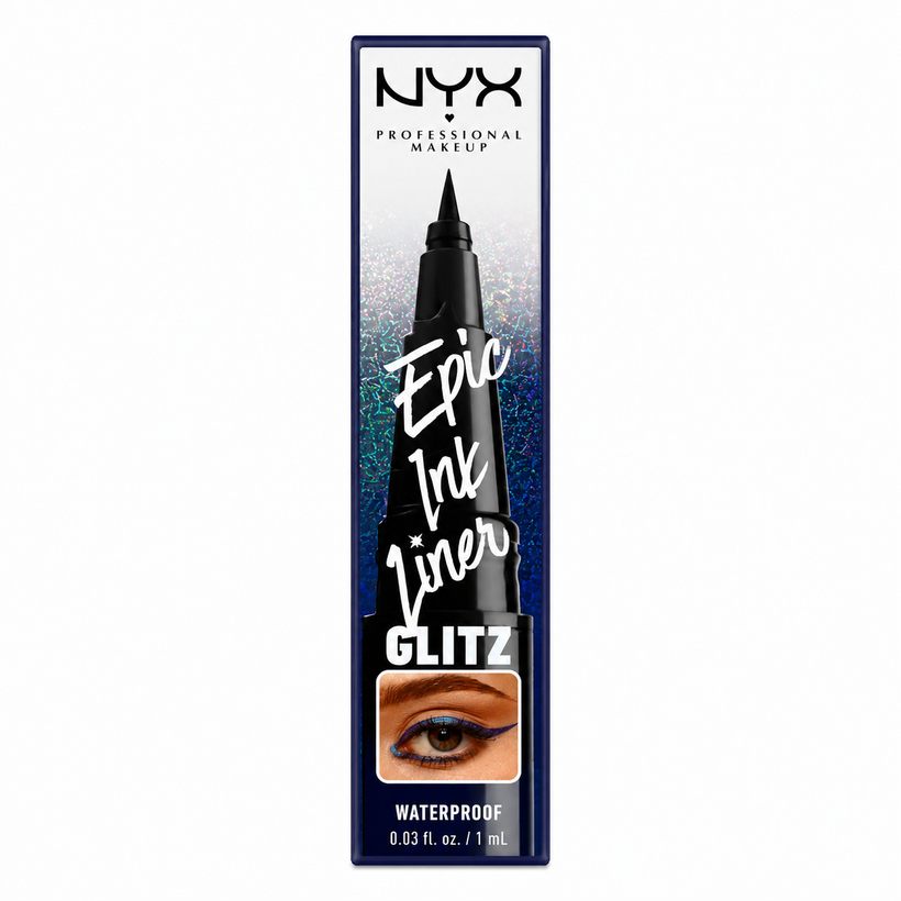 Delineador Líquido NYX Epic Ink Liner Glitz – A Prueba de Agua con Glitter Tono Denim Dazzle